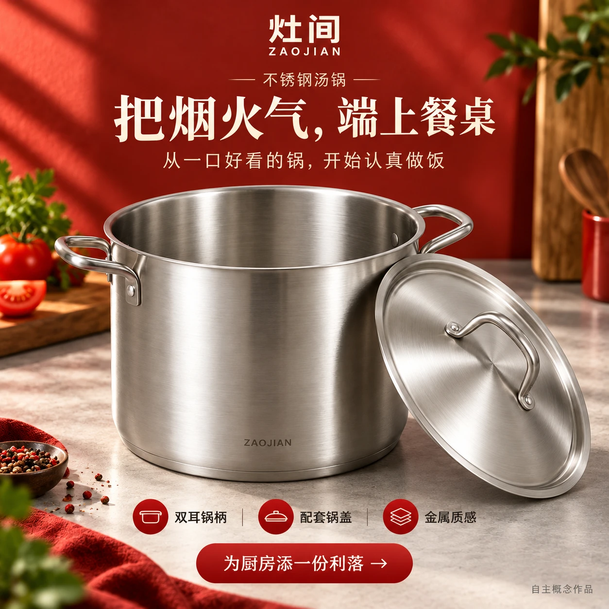 灶间 不锈钢汤锅 营销主图